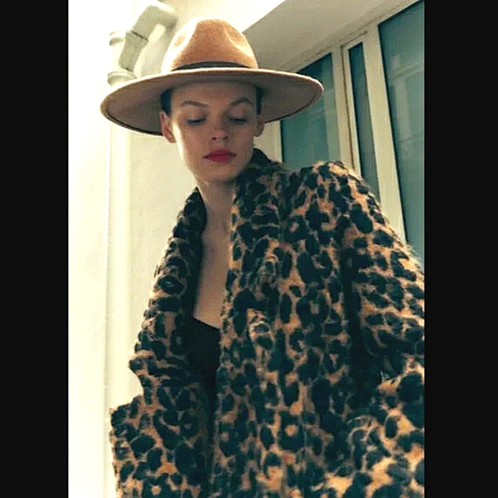Zara Leopard Animal Print Jacquard Knit Limited Edition Coat bloggers favorite